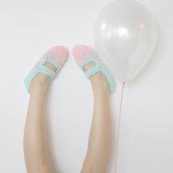Bubble Gum: Women's Crochet Mary Jane Slipper Socks